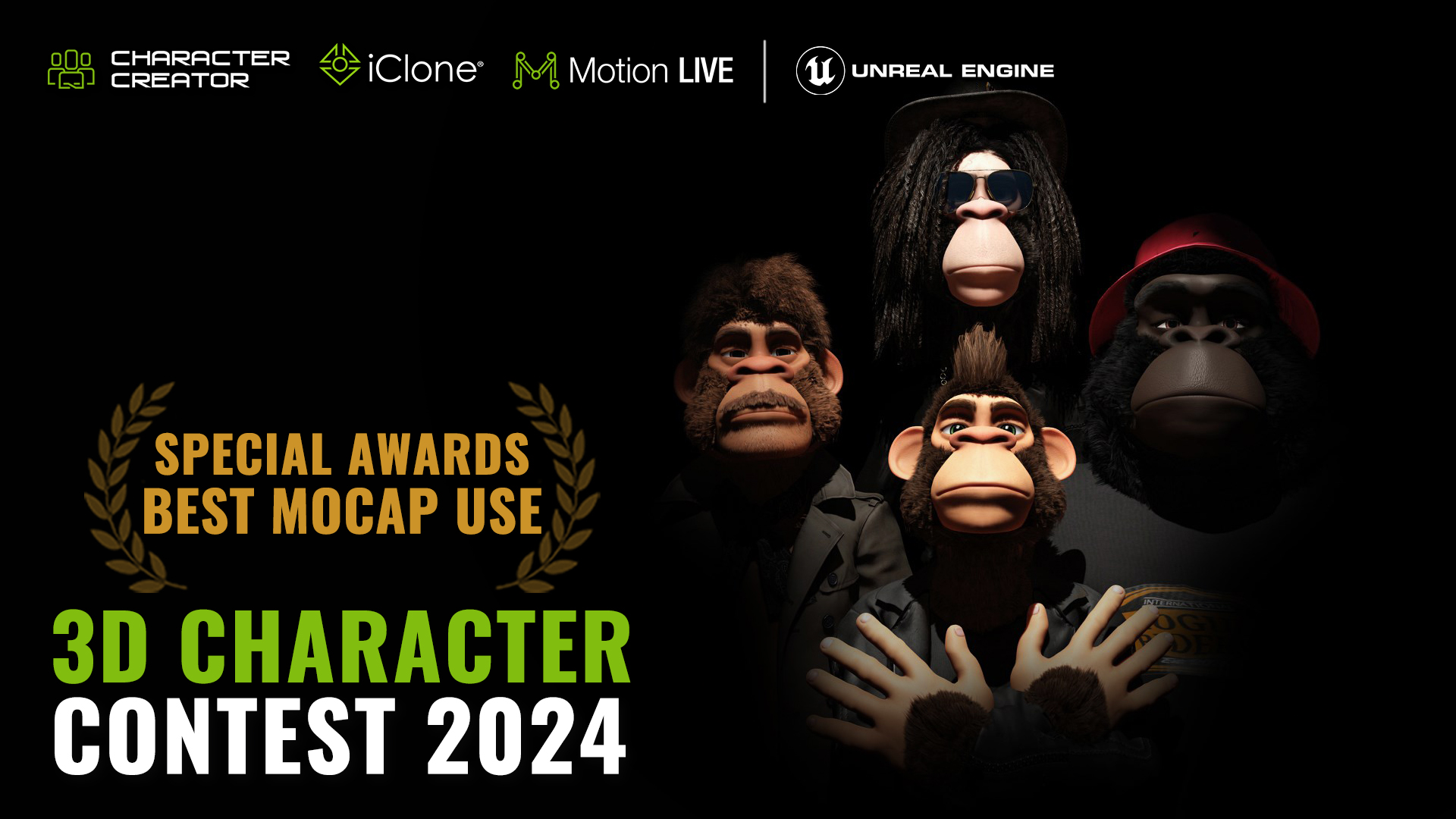 Winner Select:  Virtual Live Capture & Animation for Anapamorphic “Monkey Band” | Character Creator, iClone, Unreal